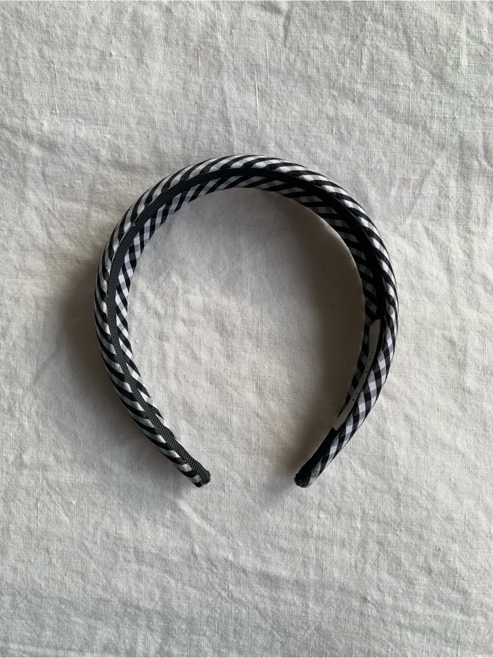 Doen Jeanie Cloth Padded Headband Hair Gingham Boho Black White display picture 2